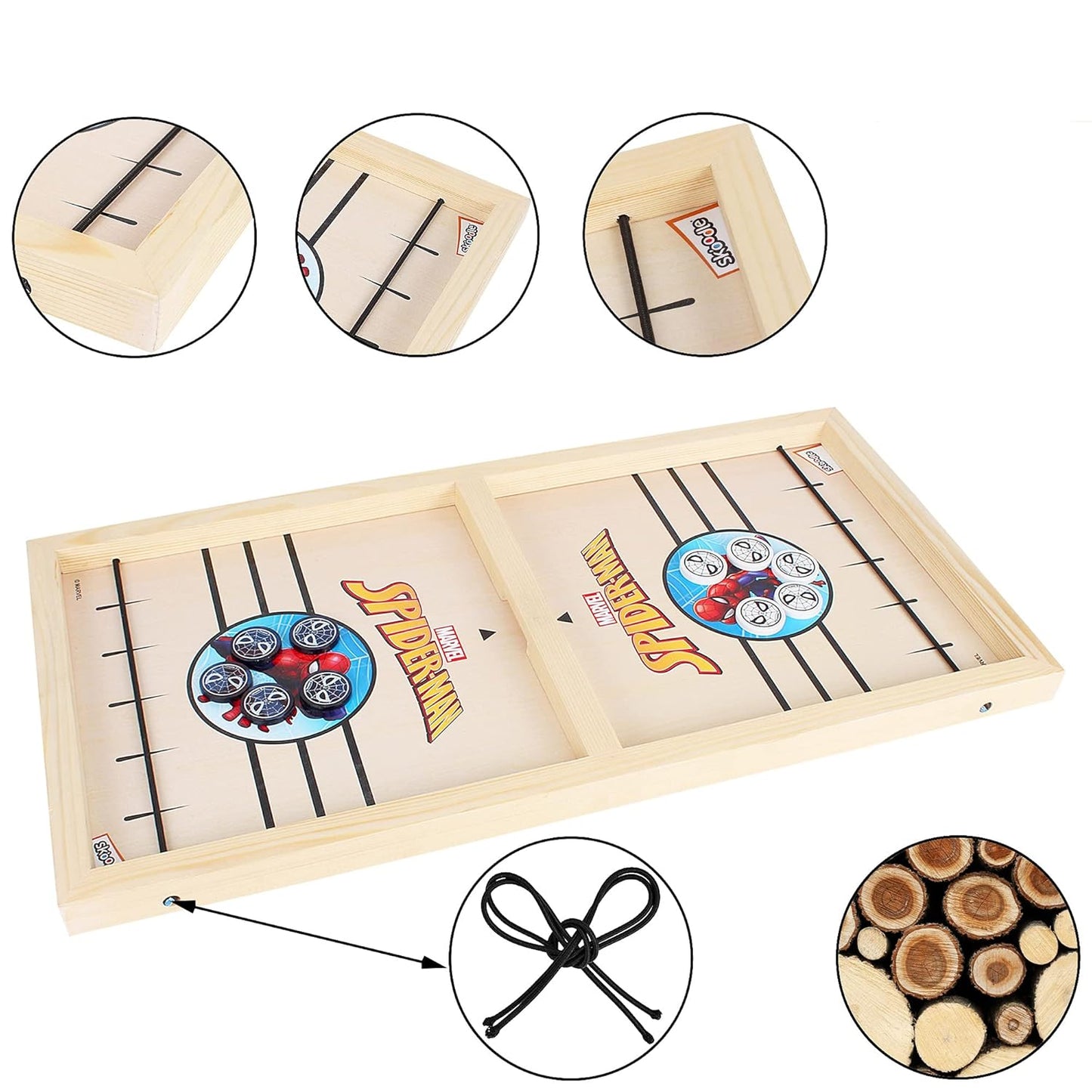 Skoodle Avengers Sling Puck Game Board String Hockey Toy (Spider Man) Portable Table Interactive Board Game for Kids & Adults, Desktop Board Game for All Age Group