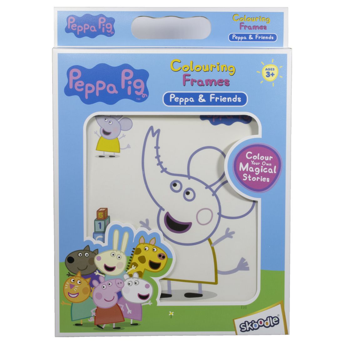 Skoodle Peppa & Friends Colouring Frames for Kids - DIY, Fun Filled Colouring/Painting Sheets, Specially Crafted to Enhance Play & Colouring Experience (6 Sheets + 12 Color Sticks + 6 Strings)
