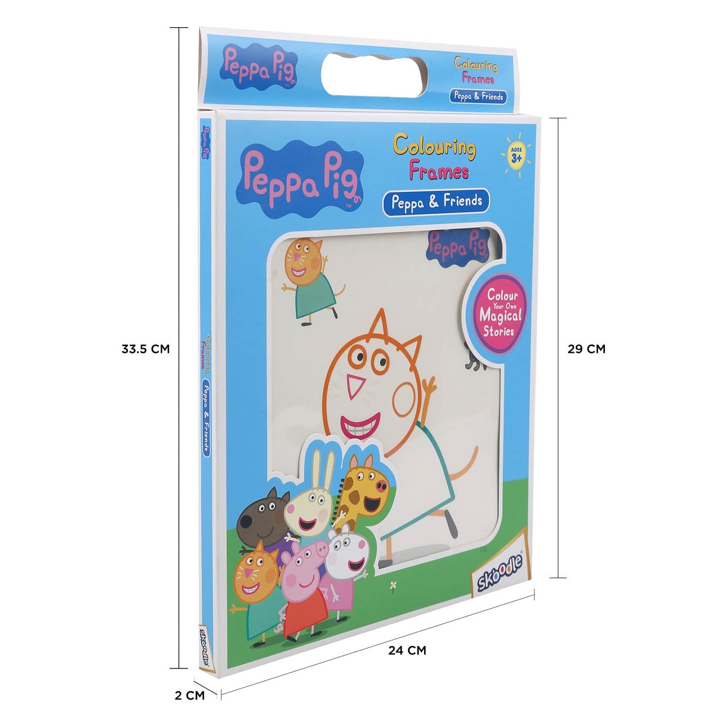 Skoodle Peppa & Friends Colouring Frames for Kids - DIY, Fun Filled Colouring/Painting Sheets, Specially Crafted to Enhance Play & Colouring Experience (6 Sheets + 12 Color Sticks + 6 Strings)