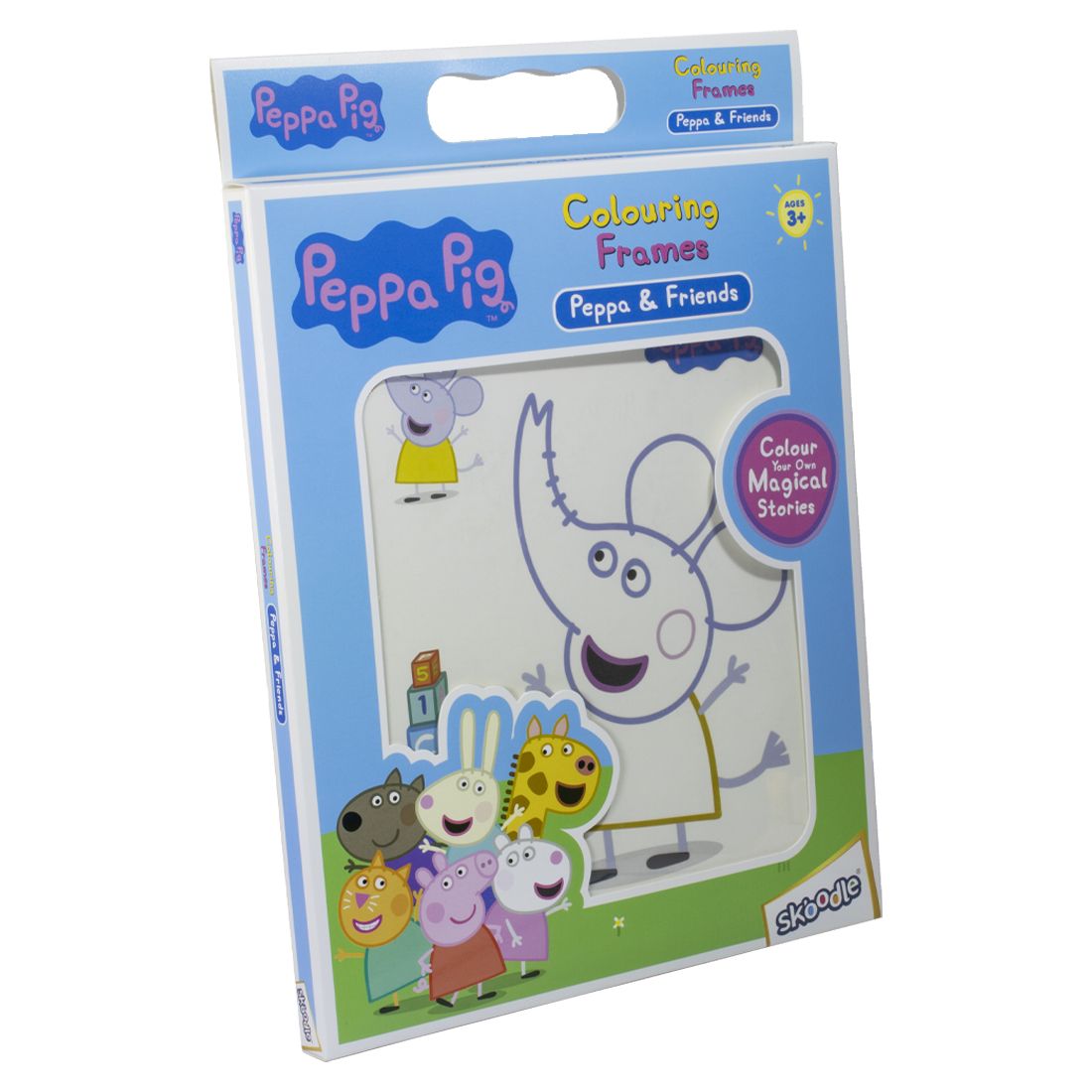 Skoodle Peppa & Friends Colouring Frames for Kids - DIY, Fun Filled Colouring/Painting Sheets, Specially Crafted to Enhance Play & Colouring Experience (6 Sheets + 12 Color Sticks + 6 Strings)