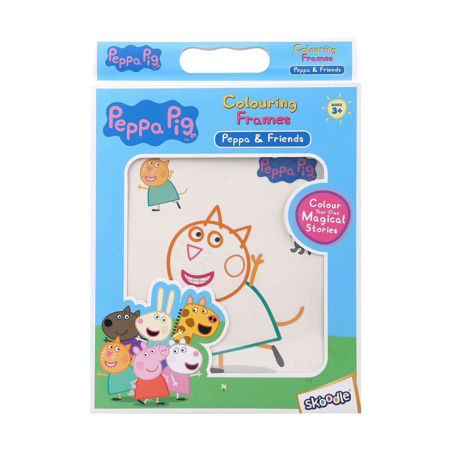 Skoodle Peppa & Friends Colouring Frames for Kids - DIY, Fun Filled Colouring/Painting Sheets, Specially Crafted to Enhance Play & Colouring Experience (6 Sheets + 12 Color Sticks + 6 Strings)