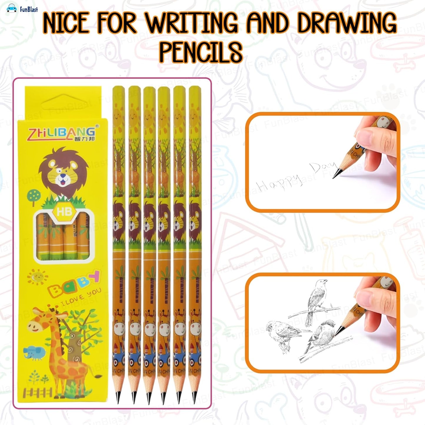 FunBlast Stationary Set for Kids – Drawing Color Set with 18 Pencil Colour, 6 Pencils, Drawing Sheets, Scissor, Sharpener & Eraser for School Going Kids, Girls & Boys (Yellow)