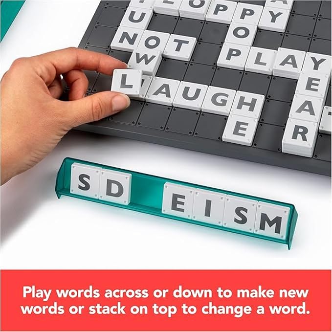Funskool Spin Master Upwords, Family Games, Strategy Game, Word Game with Stackable Letter Tiles, Strategy Board Games, Get into Funzone, for Ages 8 and Above, Multicolour