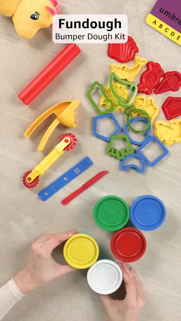 Fundough - Bumper Dough Kit , Shaping and Sculpting , 3years + , Multi-Colour