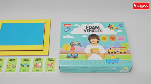 Handycrafts Funskool Foam Vehicles, Unbox The Adventure, DIY Kit, Art and Craft Set for Kids, Learning, Fun & Engaging Activity for Childrens, Multicolour, Gift Set for Kids, Age 5+ Years