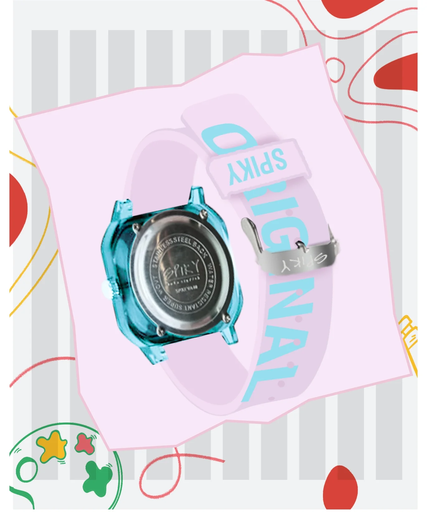 Spiky Square Analog Watch with Typography Strap