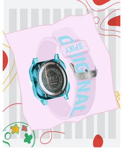Spiky Square Analog Watch with Typography Strap
