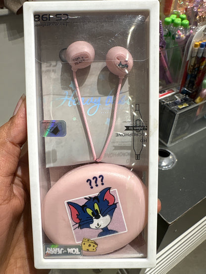 Tom and Jerry Wired Earphones with Carrying Case – 3.5mm