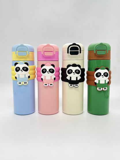 Panda Character Insulated Sipper Bottle 520ml with Silicone Band