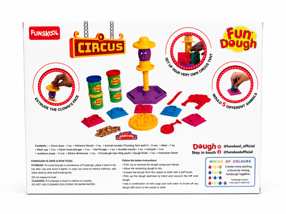 Funskool Fun Dough Circus Playset - 15+ Pieces with 4 Dough Tubs