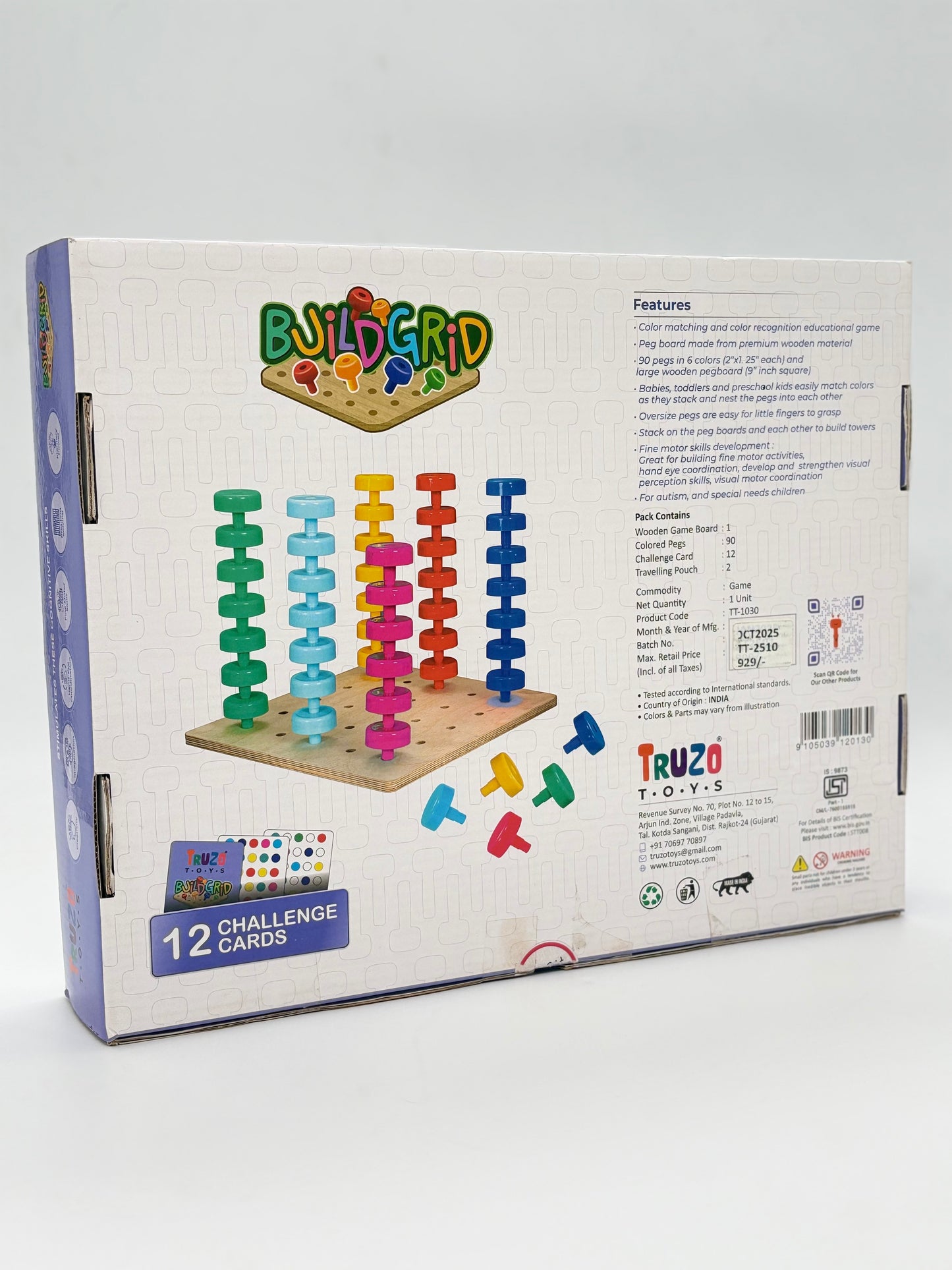 Truzo Buildgrid Peg Stacking Strategy Game for Kids
