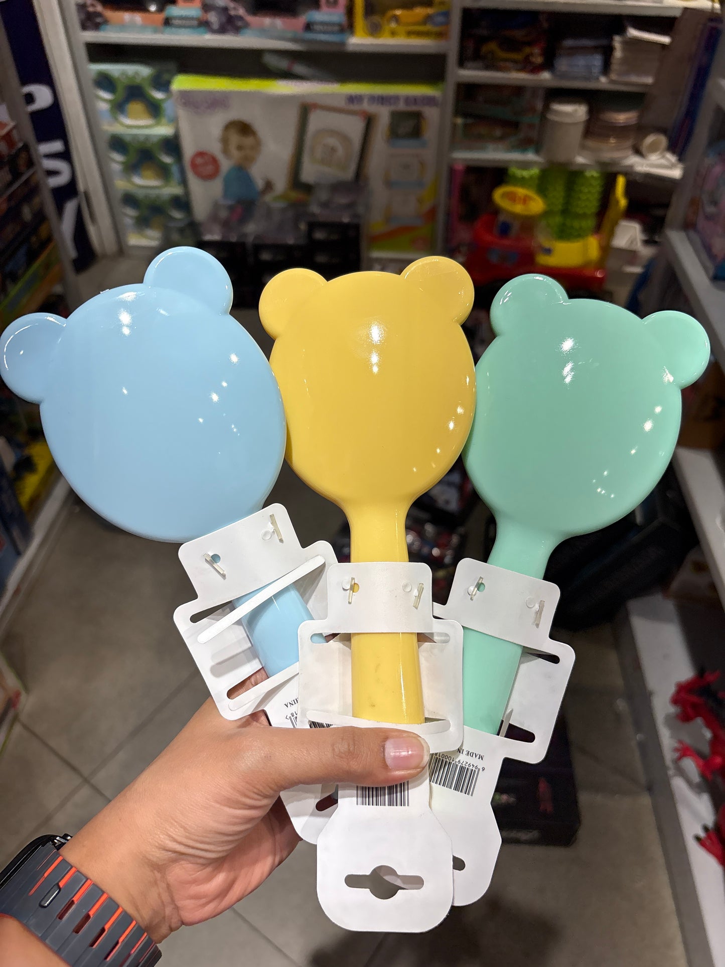Pastel Bear Shape Hand Mirror Hair Comb