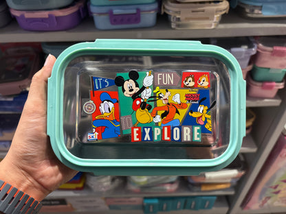 Mint Big Rectangle Steel Lunch Box – Large Capacity Tiffin (Mixed Characters)