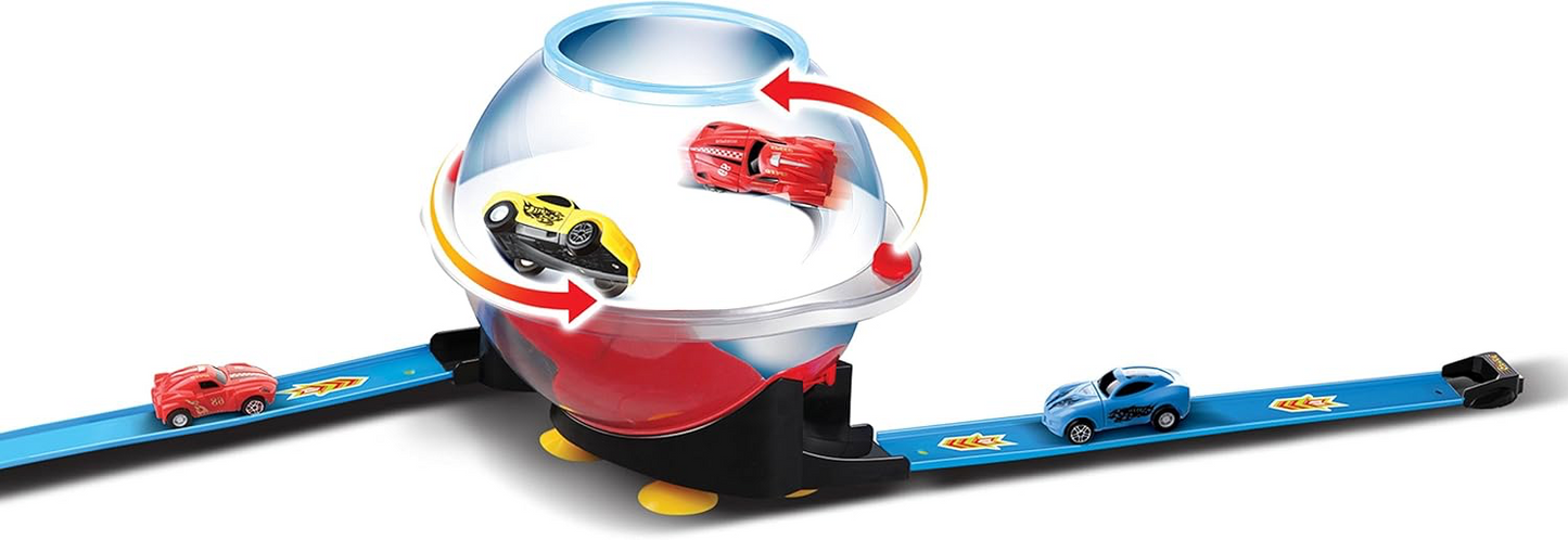 Racing Track 14 Piece Set ,360- Degree Spin And Two Pull Back Cars
