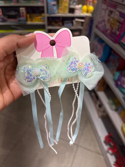 Pearl Bow Hair Clip with Hanging