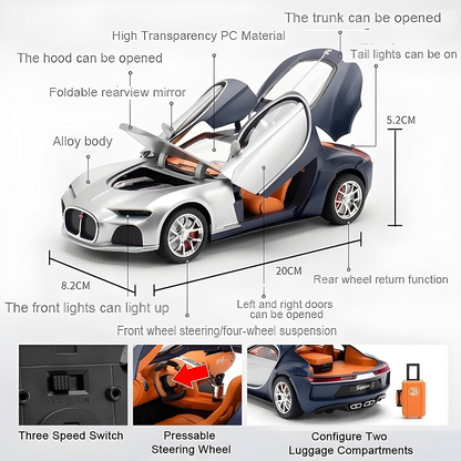 Die-cast 1:24 Scale Alloy Supercar Model with Pull-Back Function & Openable Doors