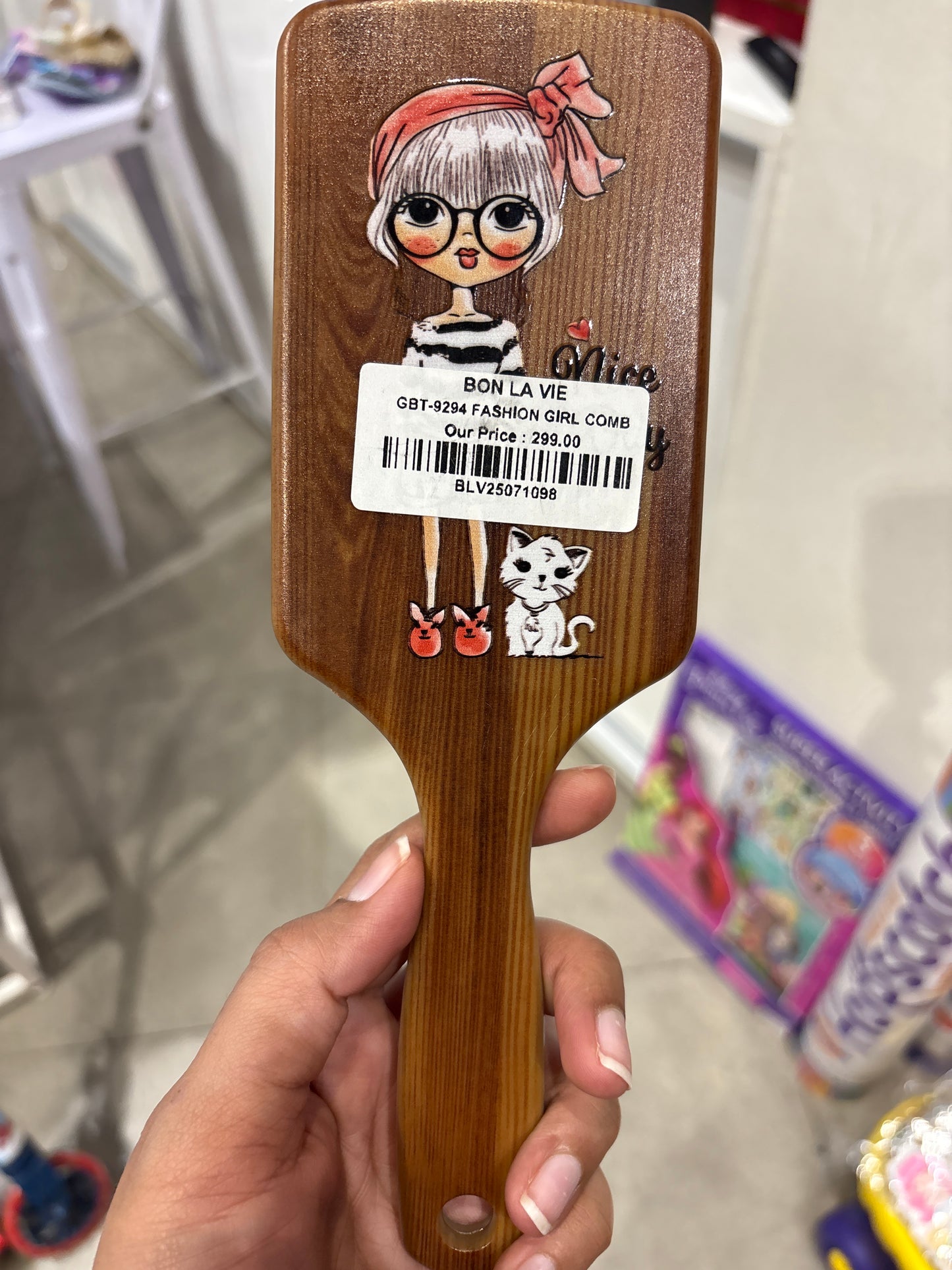 Fashion Girl Wooden Paddle Hair Brush