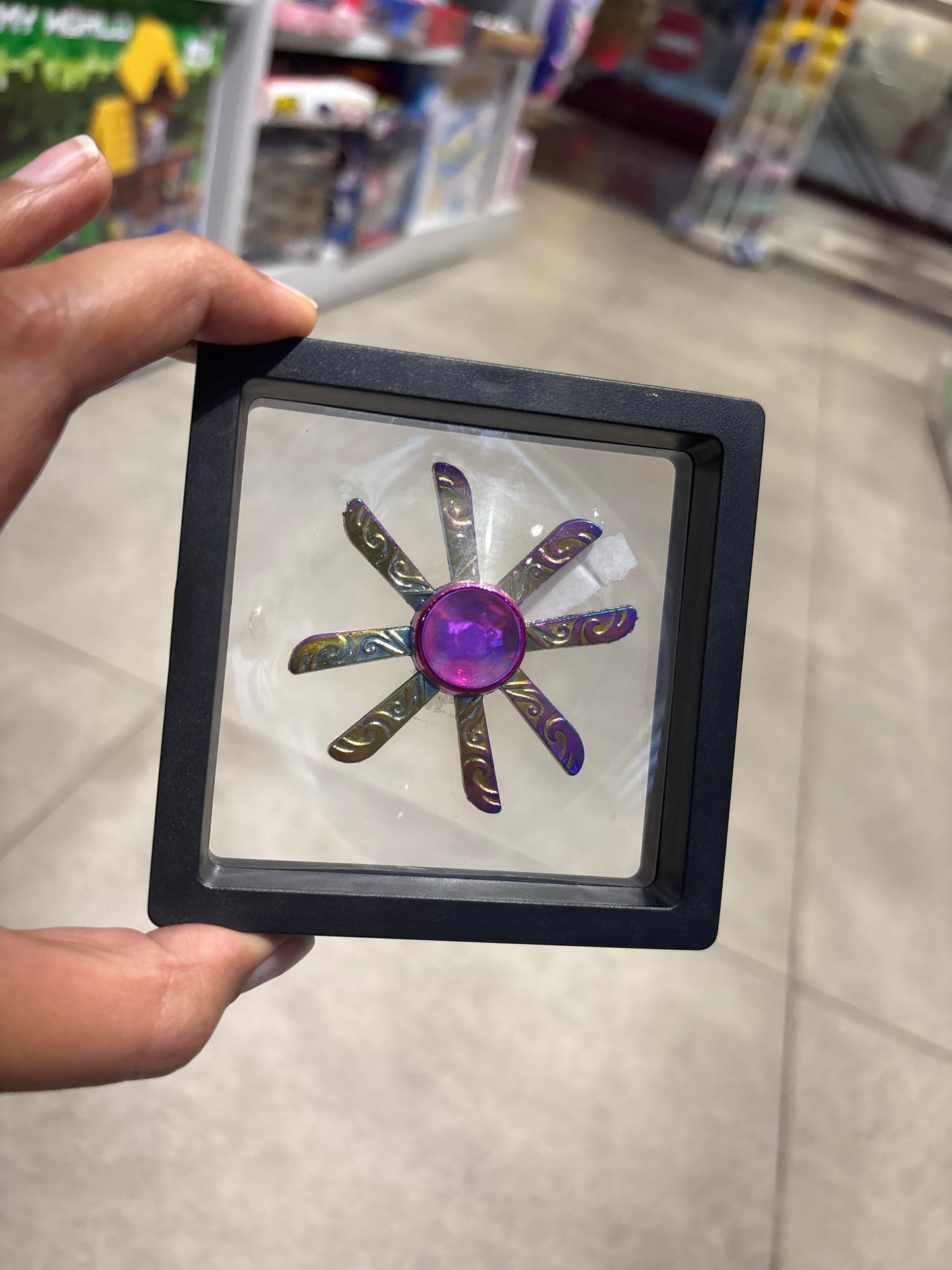 Metal Fancy Fidget Spinner Premium Rainbow Chrome Spinner in Display Box