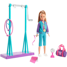 Barbie Team Stacie™ Doll and Gymnastics Playset with Spinning Bar and 7 Themed Accessories for 3 to 7 Year Olds GBK59