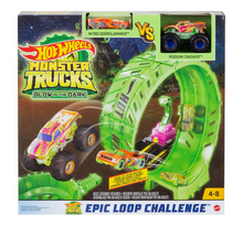 Hot Wheels Monster Trucks Glow Dark Epic Loop Playset with Launcher