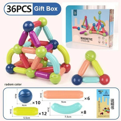 Light Magnetic Sticks Building Blocks 36 PCS-Multicolour