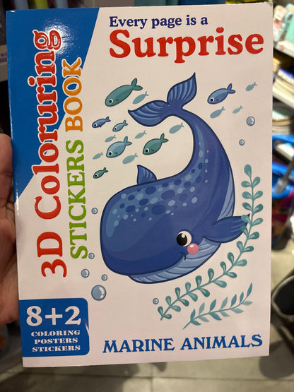 3D Coloring Sticker Book, Surprise Pages, Assorted Themes