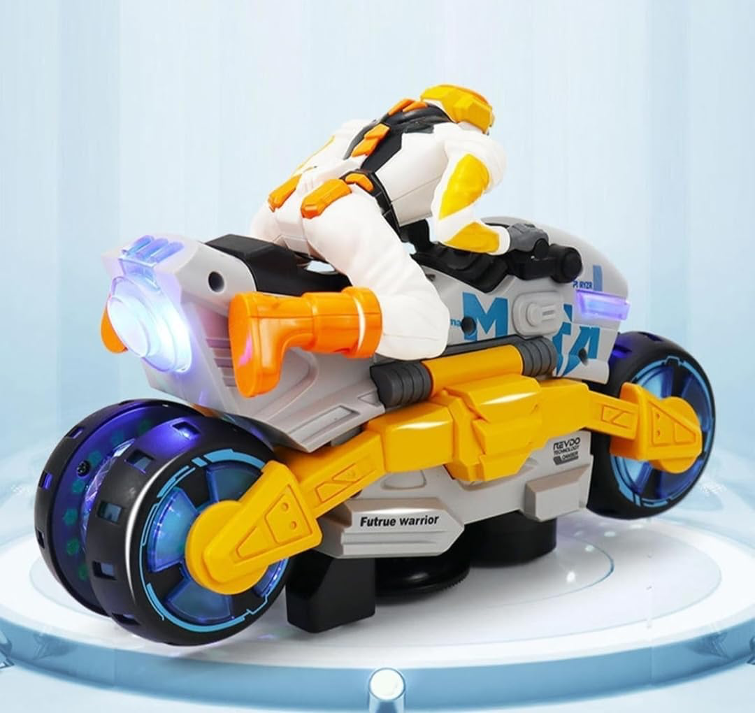 Futuristic Transforming Robot Motorcycle – 360° Deforming Stunt Bike with Lights and Music