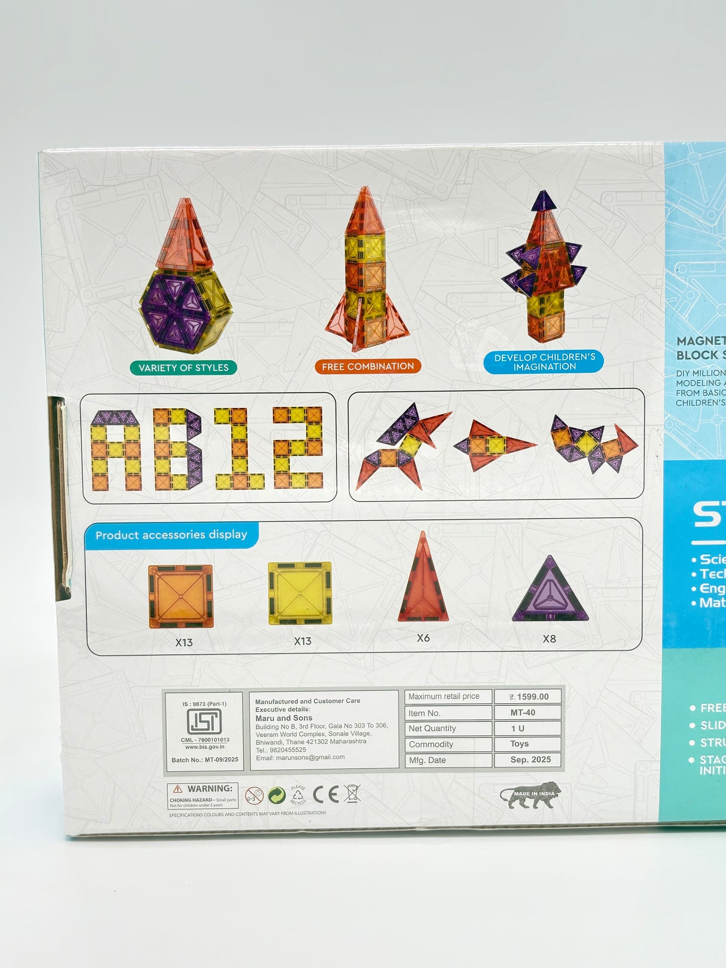 Magnetic Tiles, Building Blocks, 40 pcs