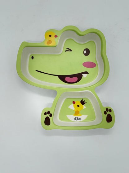 Olike 5-Piece Crocodile Bamboo Fiber Kids Tableware Set