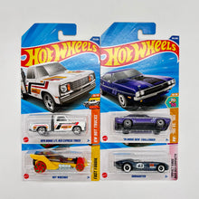 Hot Wheels Set of 4 - 1978 Dodge Lil Red Express Truck, 70 Dodge Hemi Challenger, Hot Wheengs, Rrroadster 1:64 Die-Cast