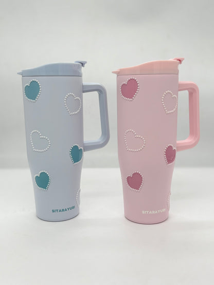 Love Heart Insulated Tumbler 1200ml with Straw