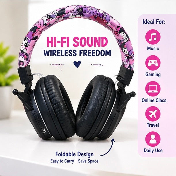 Title Kuromi Wireless Kids' Headphones – Super Comfy Fit, Lossless Audio