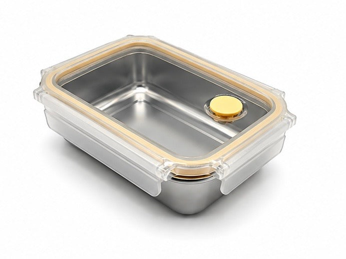 Stainless Steel Airtight Lunch Box with Clip Lock Lid 600ml