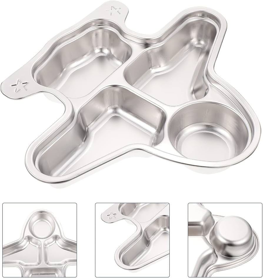 Aeroplane Shaped Stainless Steel Divided Food Plate