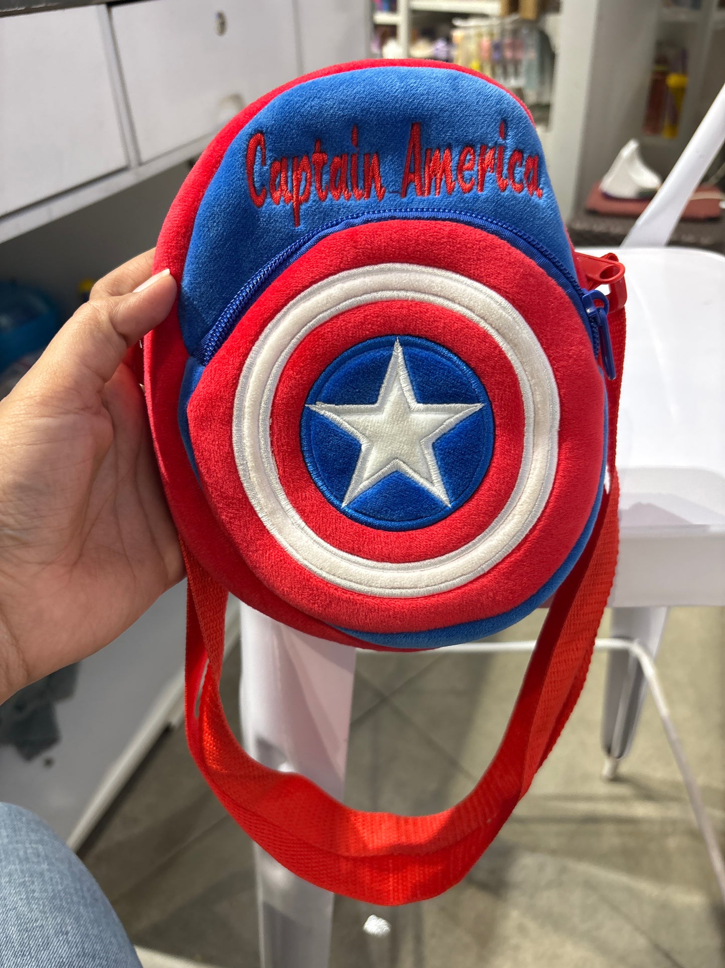 VnM Captain America and Minions Character Plush Sling Bag
