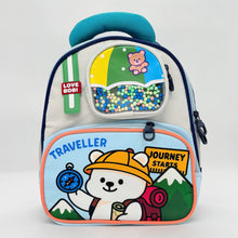 Love Bobi Teddy Small Kids School Bag with Glitter Bead Window and Cartoon Print