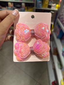 Sequence Bow pink Hair Clips