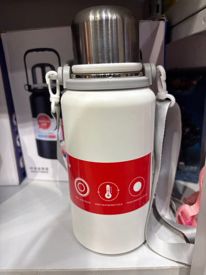 Water Bottle Hot And Cold, Stainless Steel Airtight Thermos Insulated,Bpa-Free Hot And Cold Water Bottle, Office, Travel, Gym, Sport, Yoga (1200 Ml, Black)