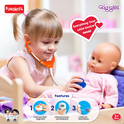 Giggles Super Doctor Playset (9 pcs Deluxe Doctor Kit with Bag)