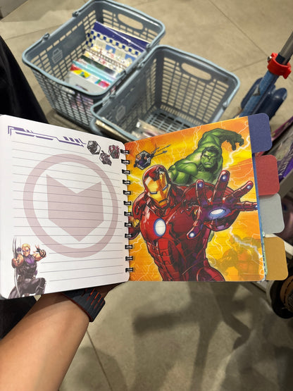 Avengers Assemble Spiral Tabbed Notebook – Marvel Superhero Diary for Kids