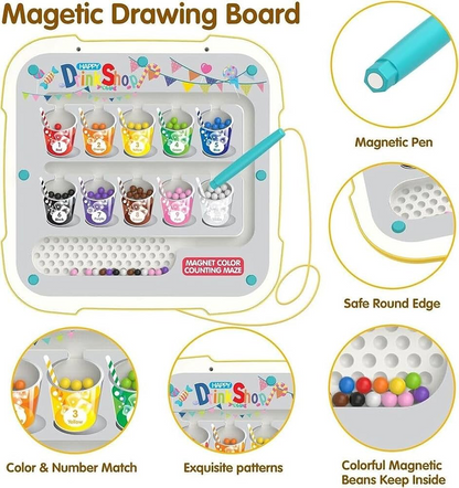 2 in 1 Magnetic Drawing Board with Color & Number Counting Maze