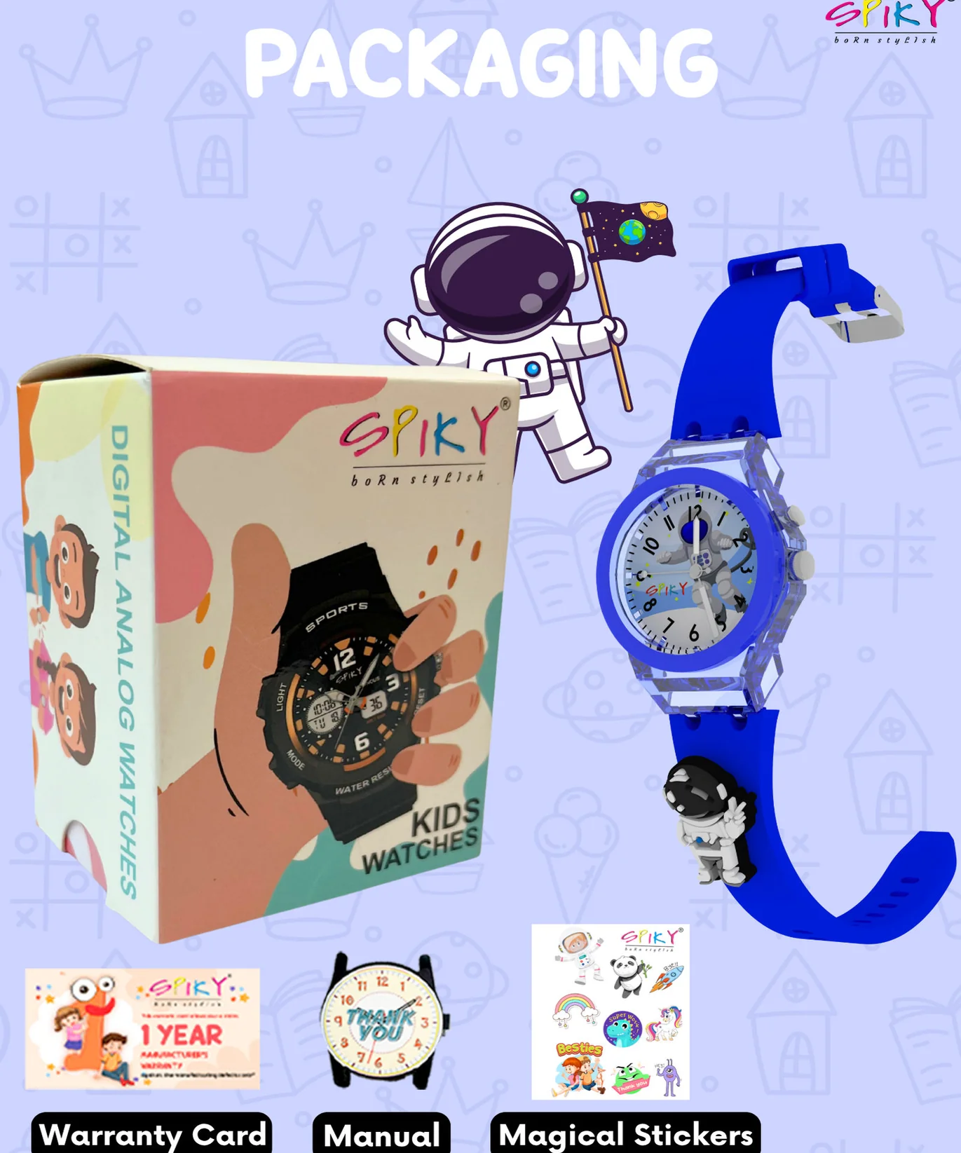 Spiky 3D Cartoon Analog Light Watch For Kids