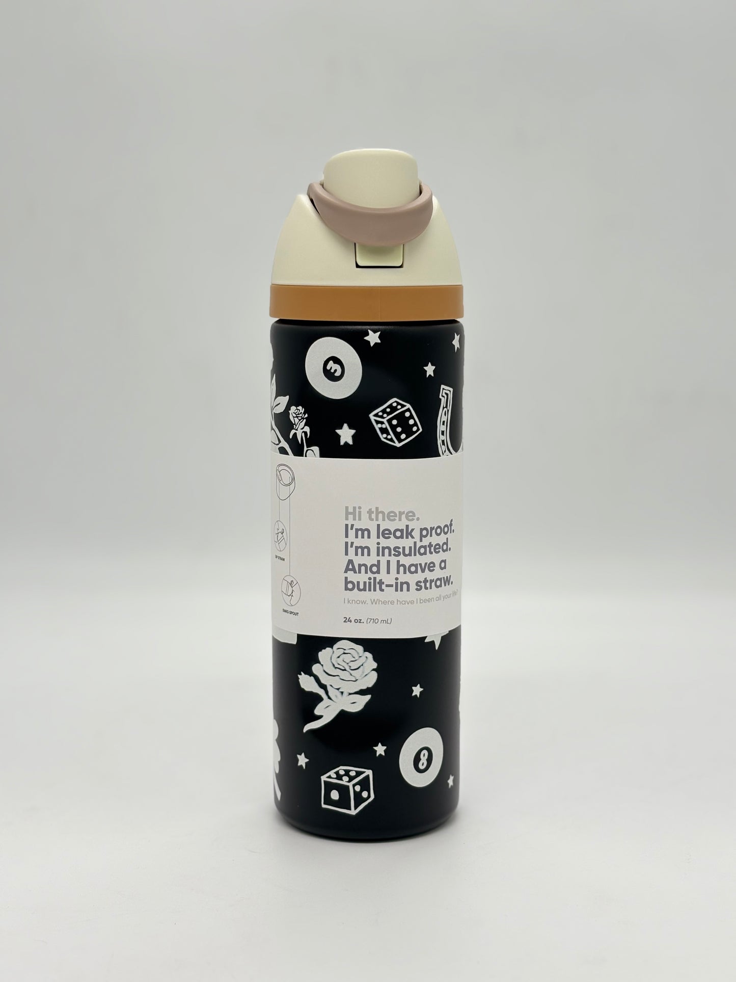 Floral Design Insulated Water Bottle – Dual-Sip Stainless Steel Bottle with Locking Lid 710 ml