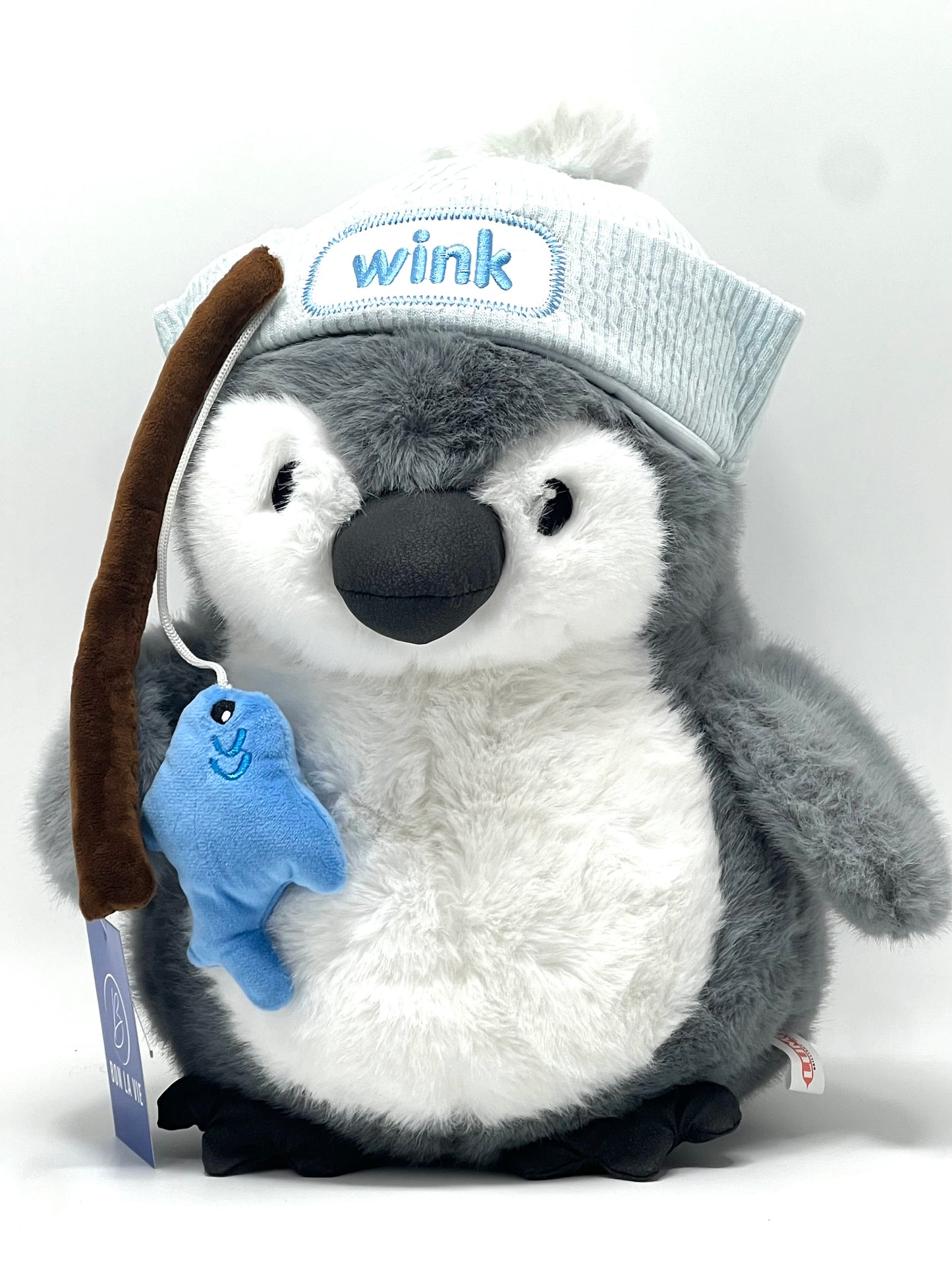 Penguin with Strips Fish 38cm Soft Toy
