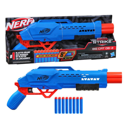 Nerf Alpha Strike Big Cat DB-2 Blaster Double-Barrel Blasting, Fires 2 Darts in a Row Includes 8 Official Nerf Elite Darts, 8Y+