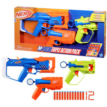 Nerf N Series Triple Action Pack, 3 Blasters, 12 Nerf N1 Darts Compatible Only with Nerf N Series Blasters, Outdoor Games for Kids, Ages 8+