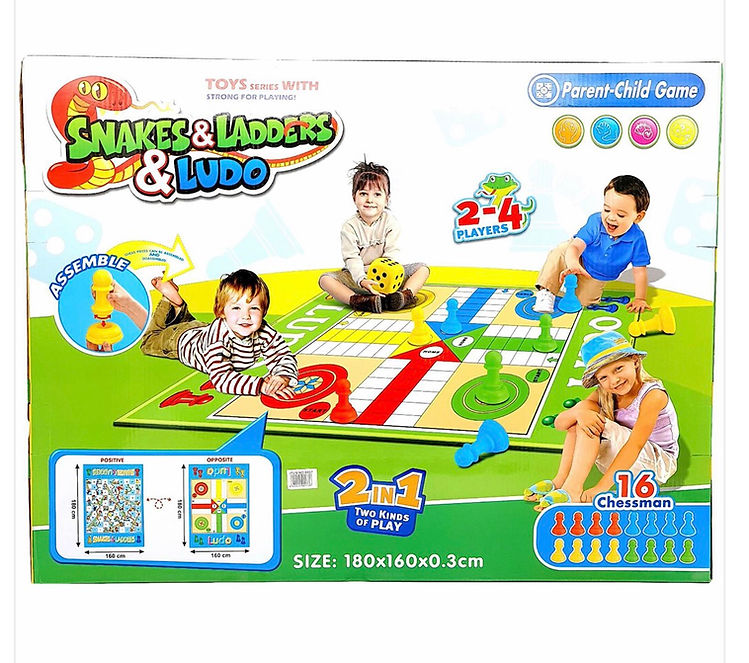 2-in-1 Giant Snakes & Ladders and Ludo Play Mat Board Game