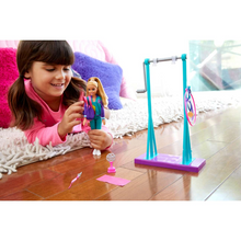 Barbie Team Stacie™ Doll and Gymnastics Playset with Spinning Bar and 7 Themed Accessories for 3 to 7 Year Olds GBK59