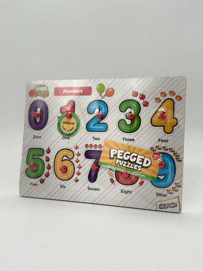 Wooden Number Pegged Puzzle Board 0 to 9 for Kids