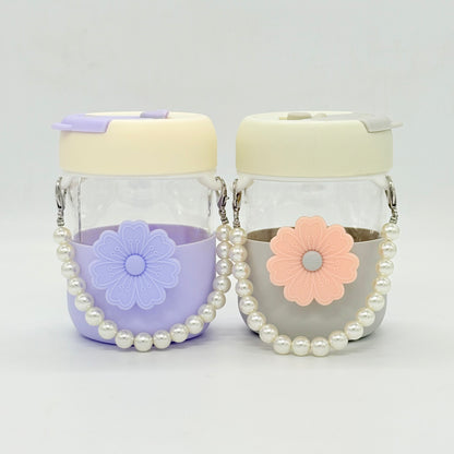 Flower Glass Bottle with Pearl 400ml